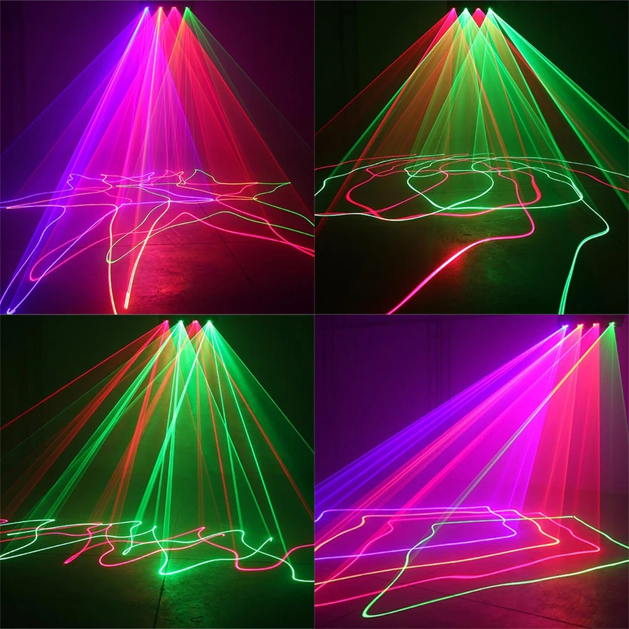 جهاز عرض ليزر DMX مع 4 عدسات ، ضوء ديسكو للمسرح ، شعاع RGBY ، تأثير ضوء DJ #5