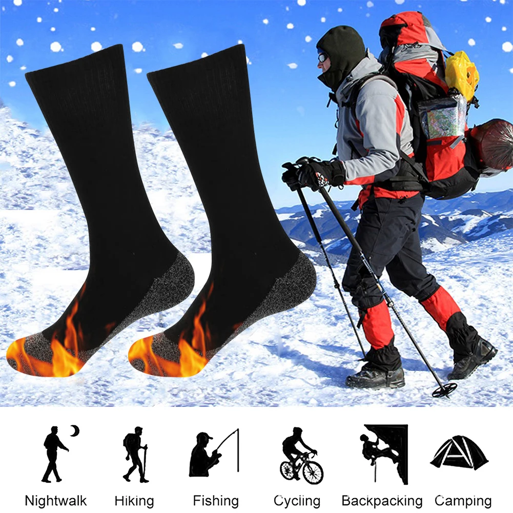 1Pair Breathable 35 Degree Thermostatic Socks Warm Knee-heigh Socks Sports Compression Stockings Winter Sports Accessories