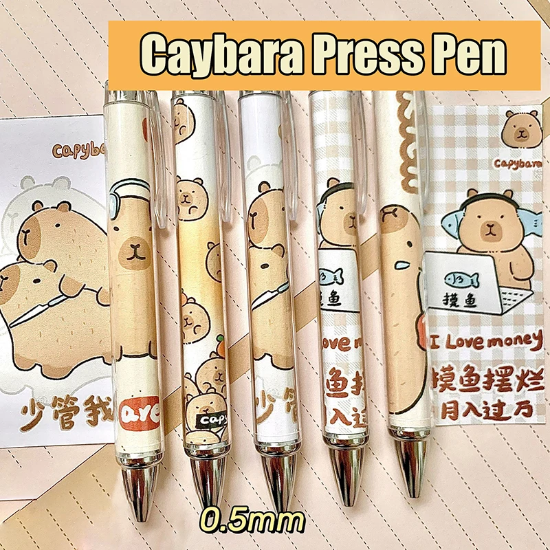 Capivara-Cartoon Imprensa Gel Canetas, Bonito Rolo De Papel, Estudante de Secagem Rápida Caneta Escrita, Kawaii Papelaria Criativa Suprimentos, 0.5mm