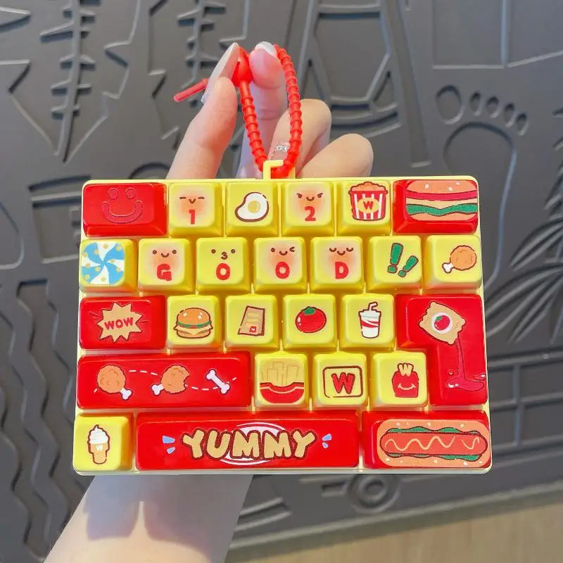 26 Keys Simulated Keyboard Stress Relief Keychain Pendant Desktop Ornament Backpack Decor Toy Creative Present For Students