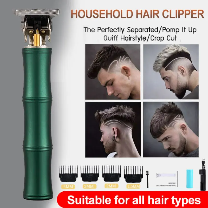 Home hair clippers Carved vintage oil head small pusher electric push clippers green bamboo