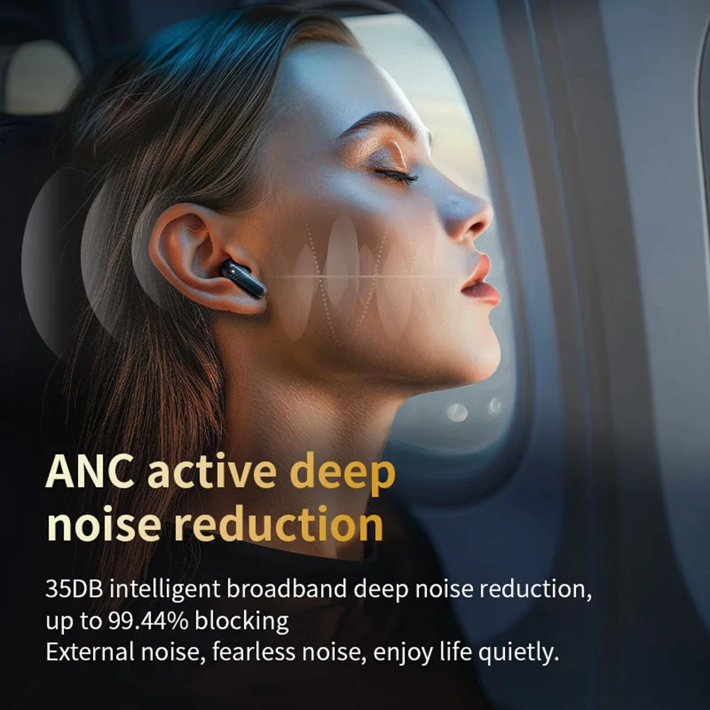 سماعات بلوتوث 5.4 ENC + ANC سماعات أذن داخلية كاملة في شاشة تعمل باللمس سماعة رأس HiFi ستيريو لاسلكية سماعة أذن تستخدم عند ممارسة الرياضة سماعة الألعاب