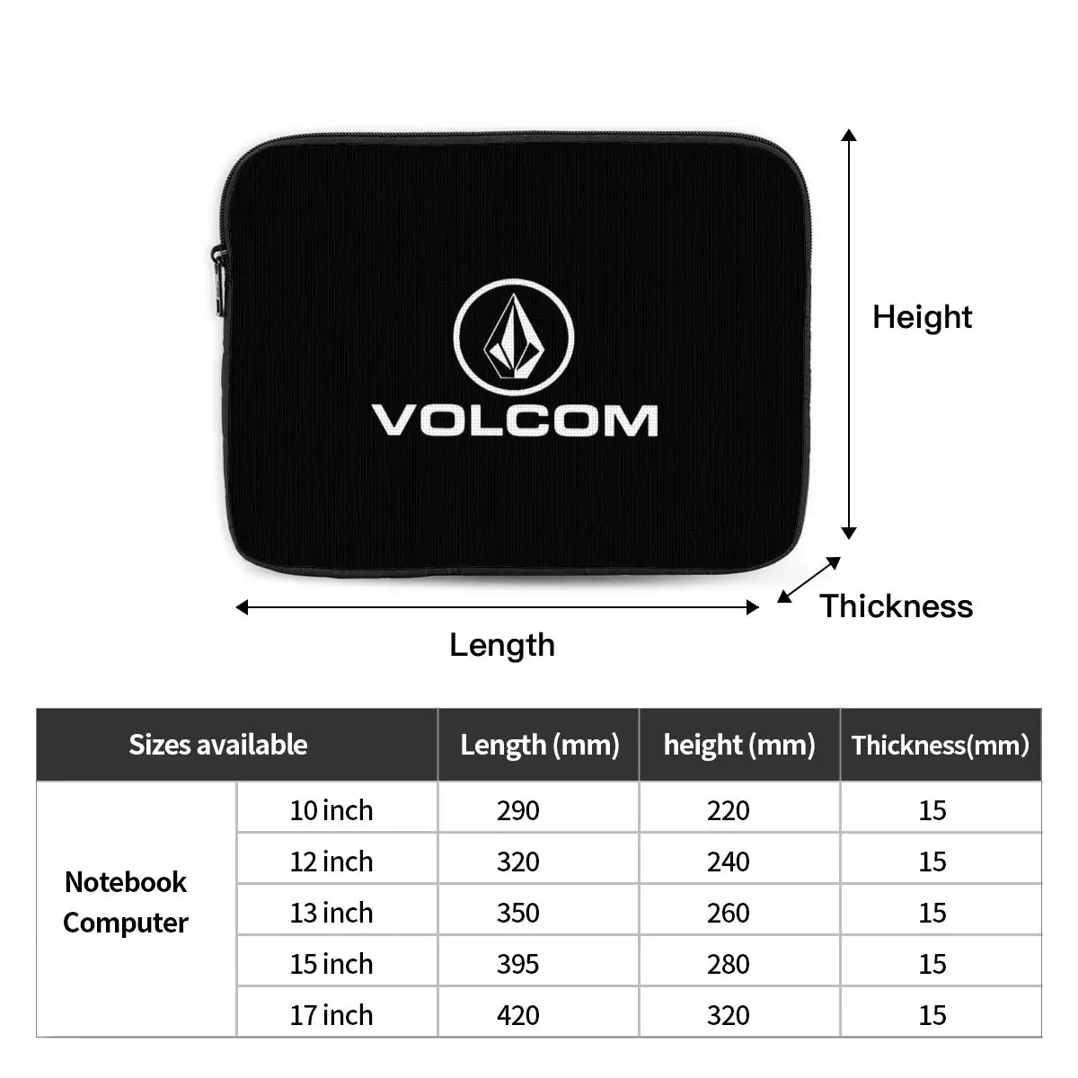 Custodia per laptop Volcom per notebook Custodia per custodia per notebook da 10 12 13 15 17 pollici Custodia antiurto per tablet