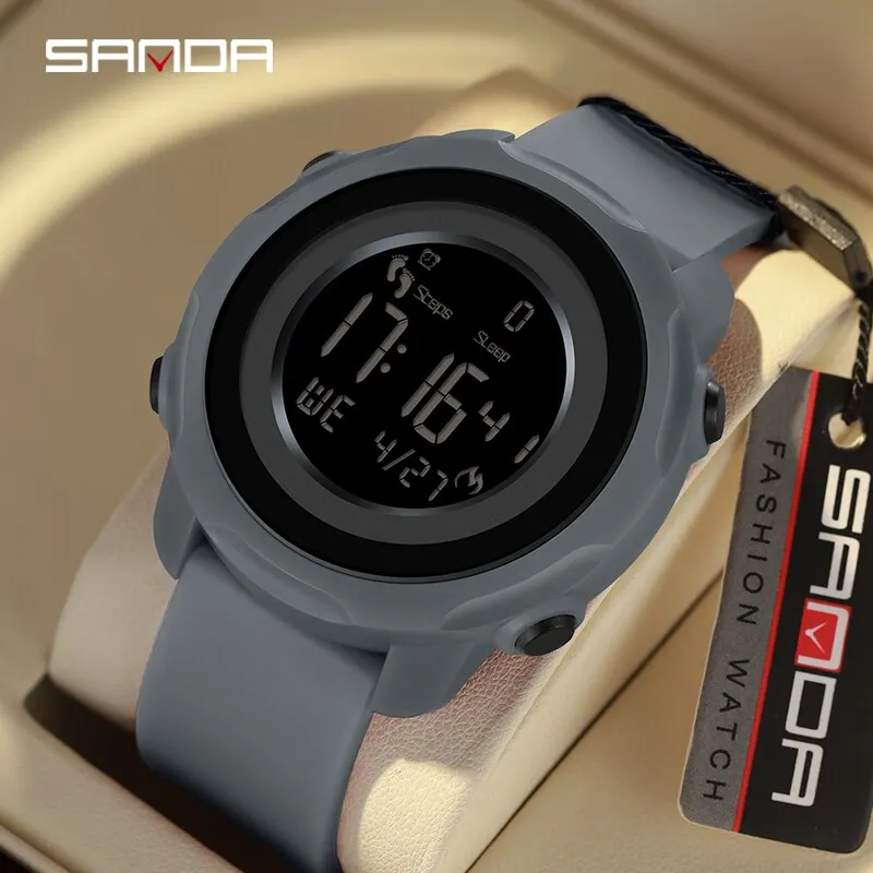 SANDA 2023 New Men Watches Sports Pedometer Calories 50M Waterproof LED Digital Watch Military Wristwatch Relogio Masculino