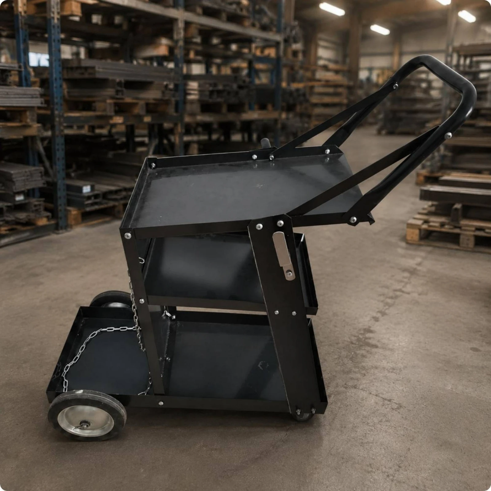 

Metal-Joining Machine Trolley Metal Frame Weld Trolley with Wheels Industrial Equipment Storage Shelves Rust-Proof for Garage