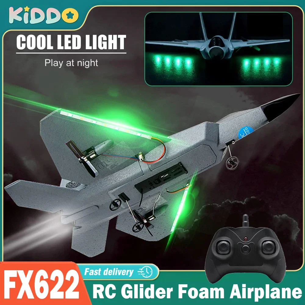 FX622 RC Glider Fighter with Light Fixed-Wing Foam Aircraft Simulation Radio Control Plane Children Birthday Christmas Gifts