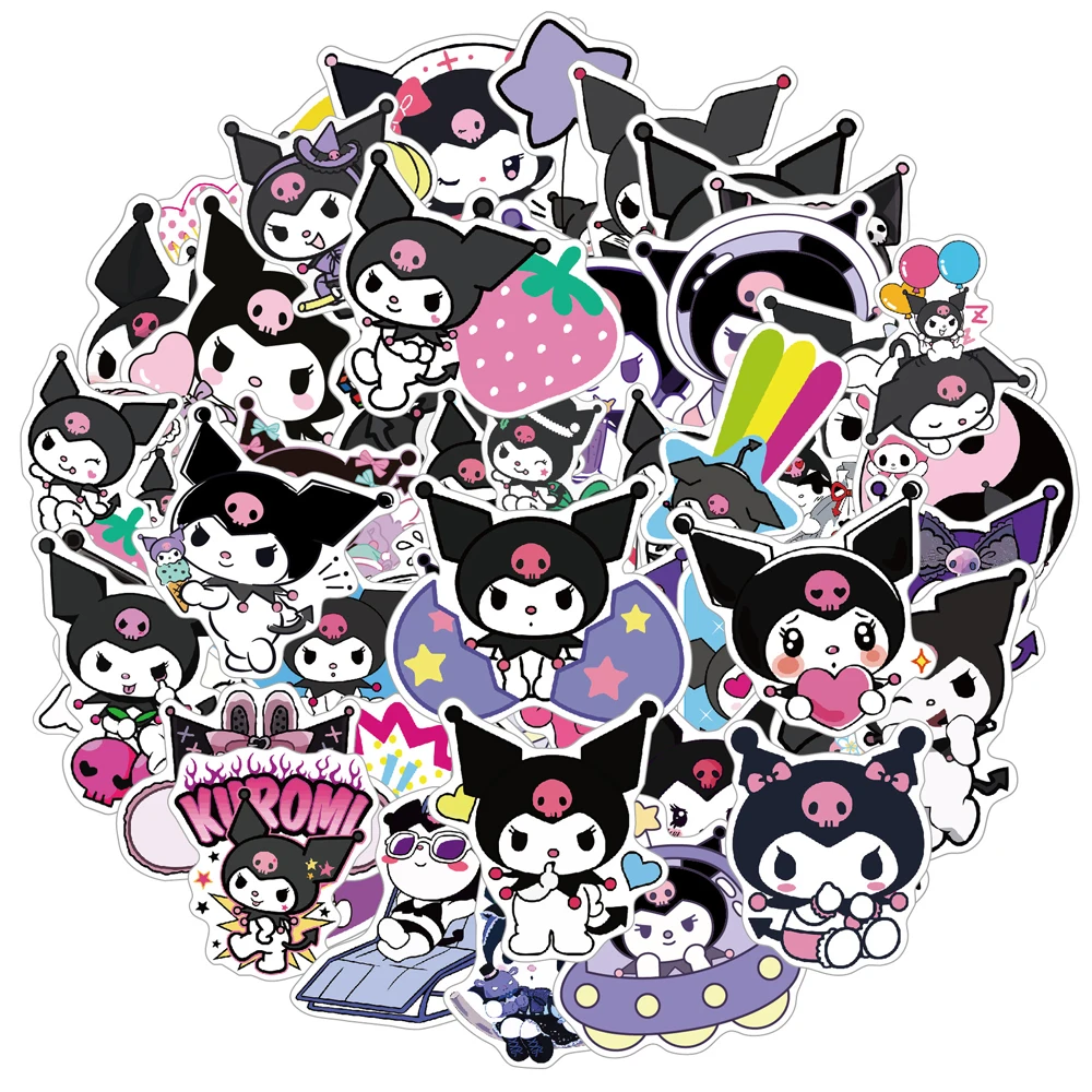 

10/30/50pcs Kawaii Sanrrio Kuromi Anime Stickers for Laptop Guitar Suitcase Waterproof Cute Cartoon Graffiti Sticker Decals Toys