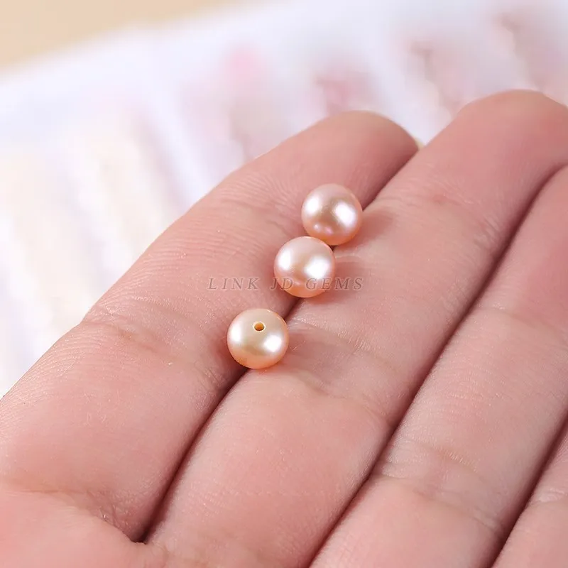 10Pcs/Lot 4A Natural White Pink Purple Freshwater Pearl Cabochon Half Drilled Hole Loose Beads for Jewelry Making Accessries