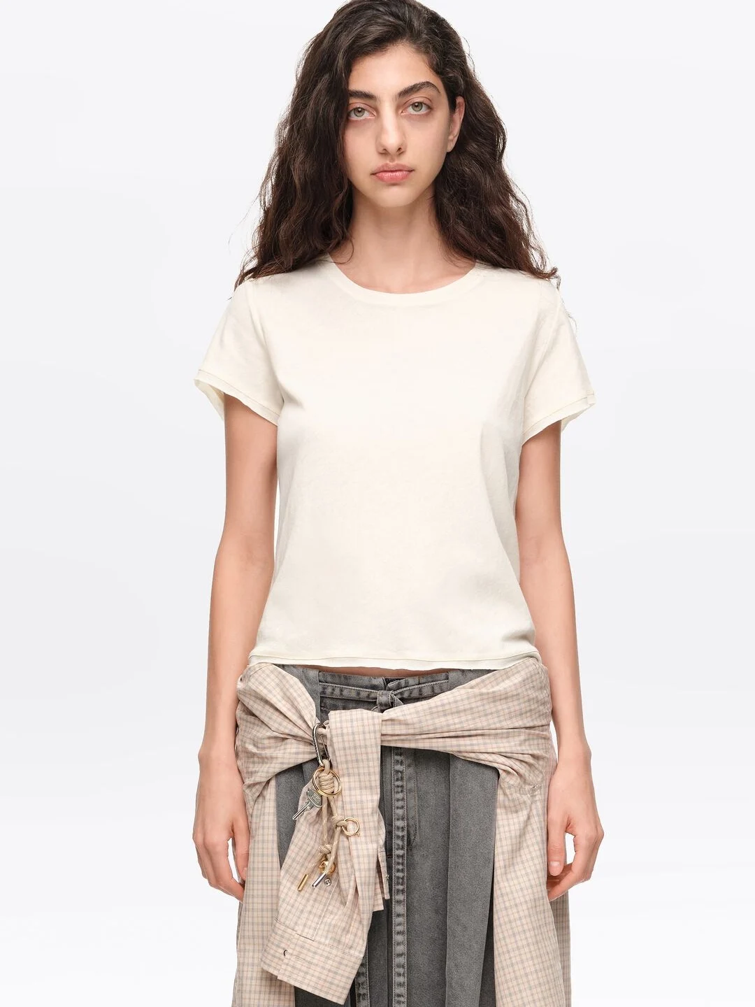 Women's round Neck T-shirt Combed Cotton Trim Two Colors Casual Style Short Sleeve Breathable Comfortable Chinese Brand