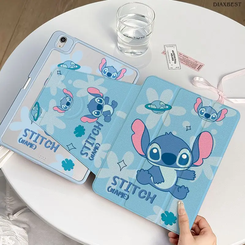 

For iPad A16 11th 2025 11in 10th 9th 8th 7th Gen 10.2in Case Air 6 4 5 mini 7 Pro 11 12.9 Cartoon Stitch Shockproof Tablet Cover