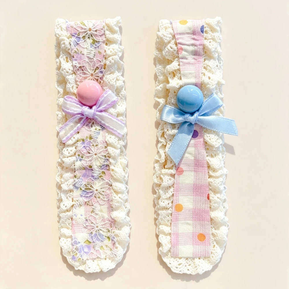 Openwork Lace Trim Lace Headband Contrasting Fabric Patchwork Bow Hair Sticker Reusable Combination Styles Hair Accessories
