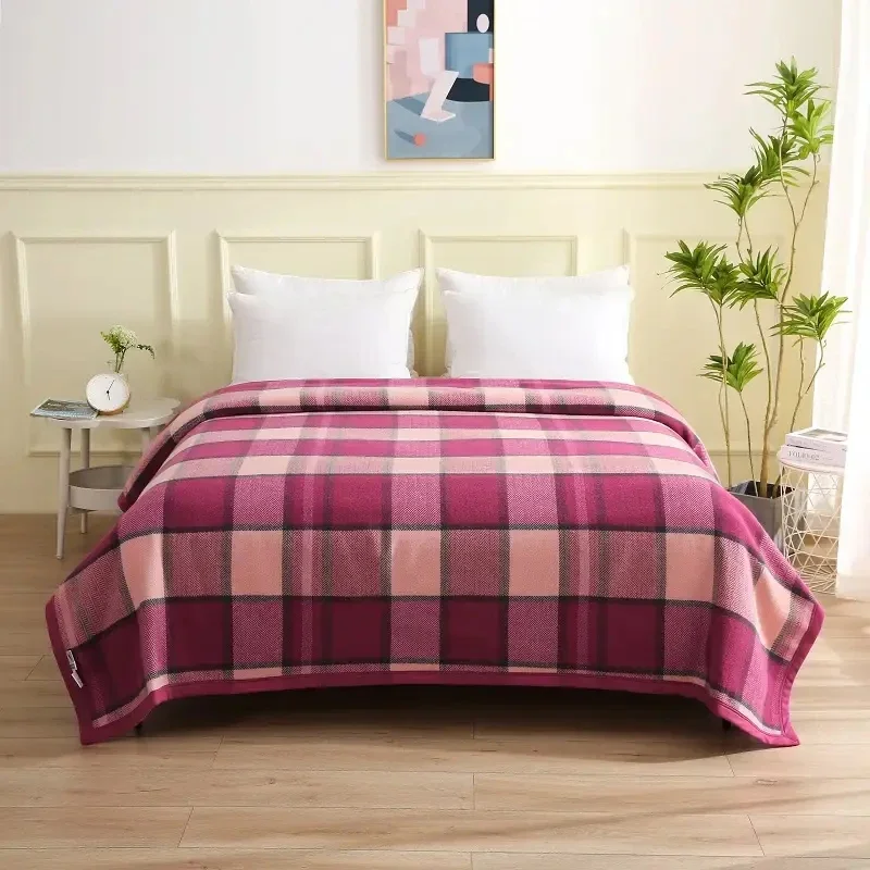 100% Fine Wool Blankets 1.5*2/1.8*2/2*2.3m Warm Comforter Red Wool Blanket Winter Adult Children Camping Sofa Dormitory Bedding