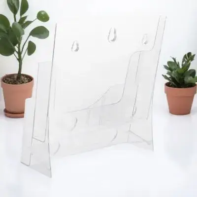 

A4 Acrylic File Holder Clear Lightweight Document Rack Tabletop Pamphlets Display Stand Wall Mounted Paper Organizer Folder