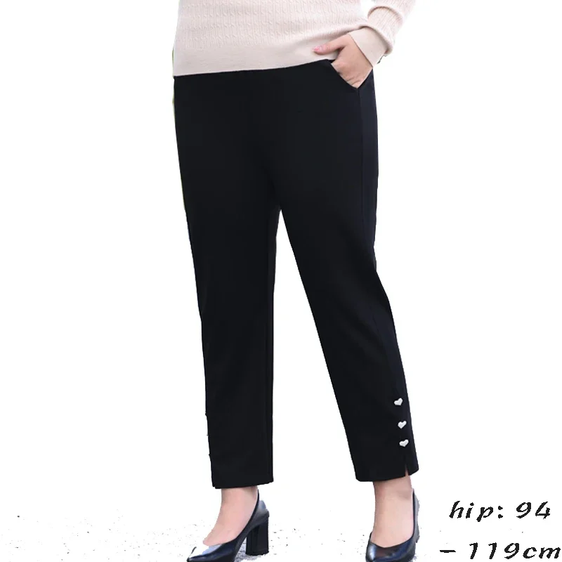 

High quality long pant for women plus size elastic waist slim office trousers new spring 2024 clothing - black