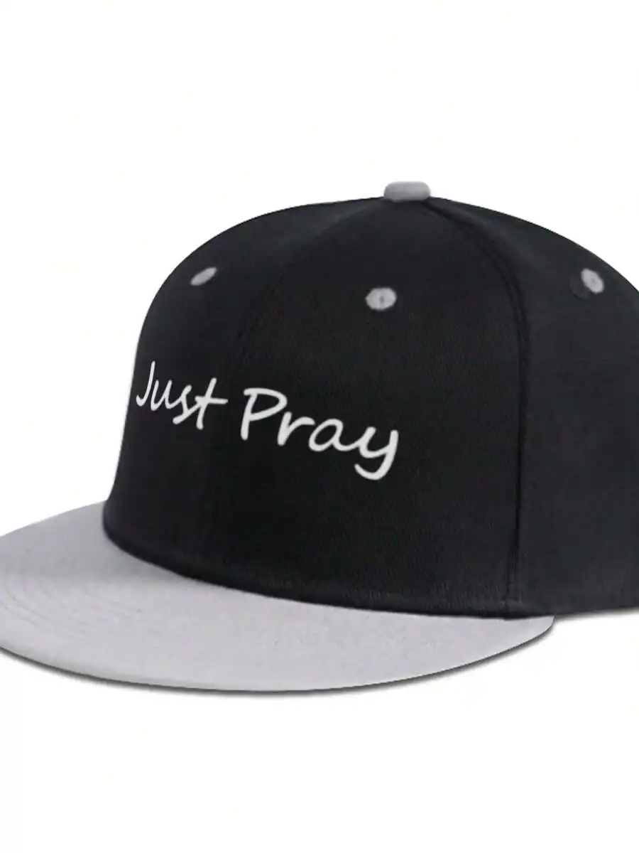 

Just Pray Embroidered Black And Gray Snapback Cap Casual Outdoor Hat