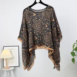 Poncho Cloak Thin Scarf Women Simulated Silk Pullover Versatile Scarves Shawls Sun Protection Clothing Summer Beach Clothes