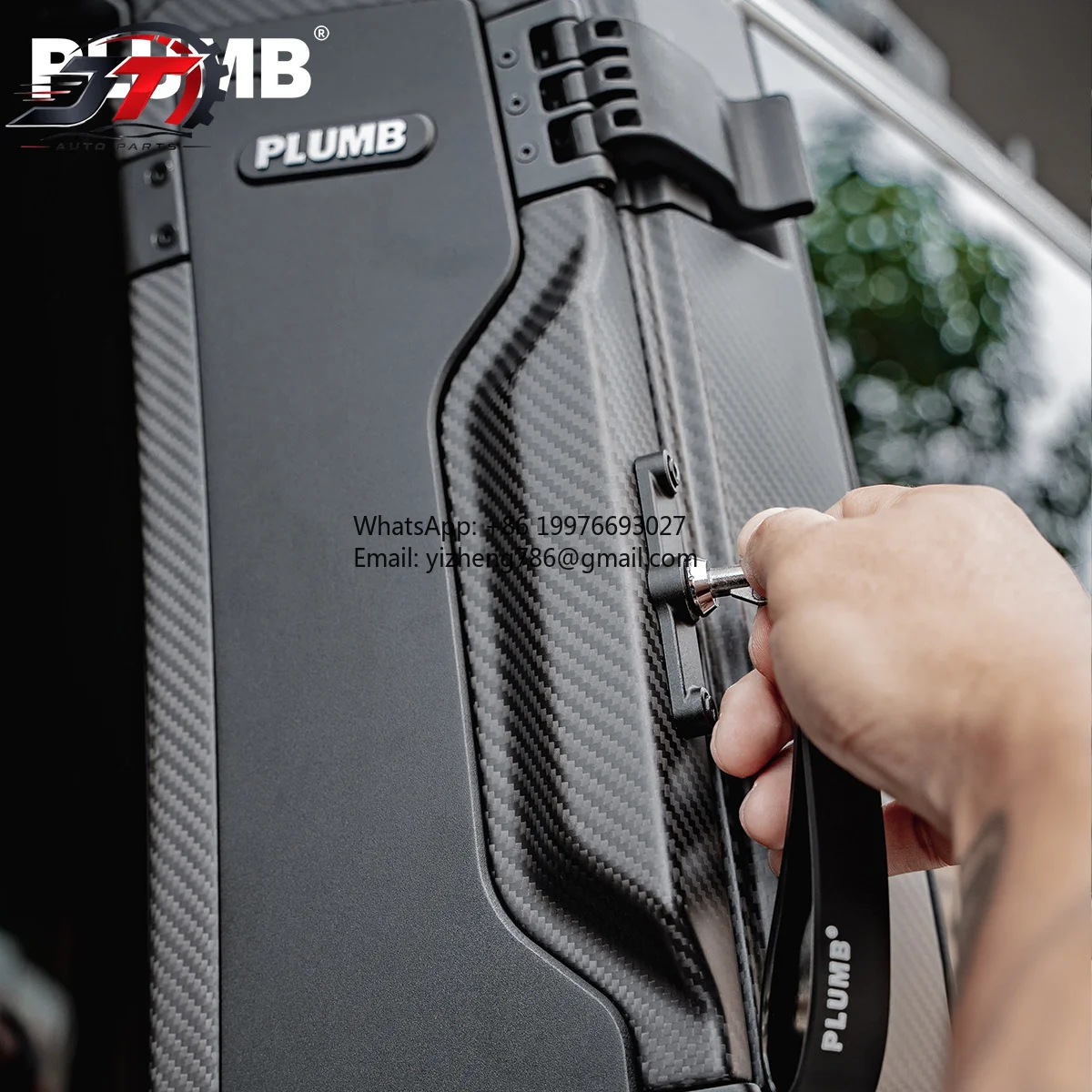 New style PLUMB Dry Carbon Fiber & Aluminum Magnesium Alloy Side Storage Box, Exterior Gear & Tool Storage Case For Land Rover D