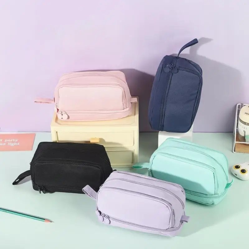 Durable Zip Pencil Pouch Large Capacity Multi Pocket Waterproof Portable Stationery Bag for School Office Travel