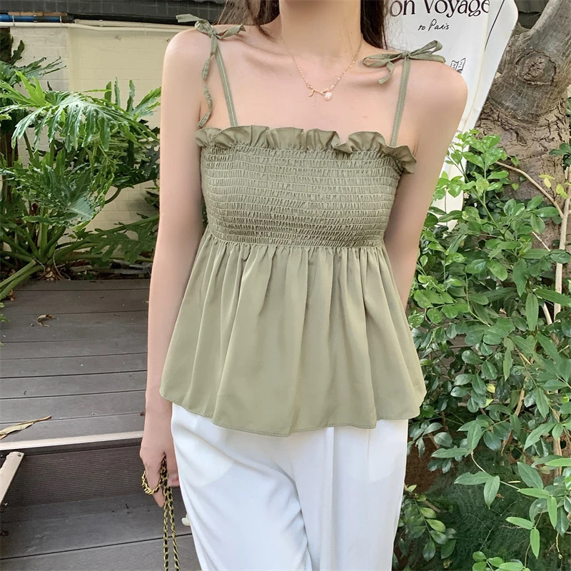 Solid Color Fashion Women Hotsweet Basics Backless Casual Y2k Camis Sexy Clothes Elegant Top
