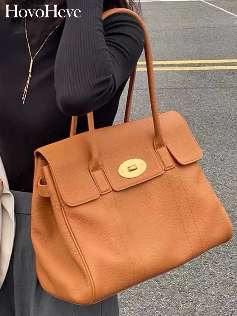 

Office Ladies Work Large Capacity Cowhide Genuine Leather Totes Handbag Elegant Women Satchel Soft Leather Shoulder Bag Black