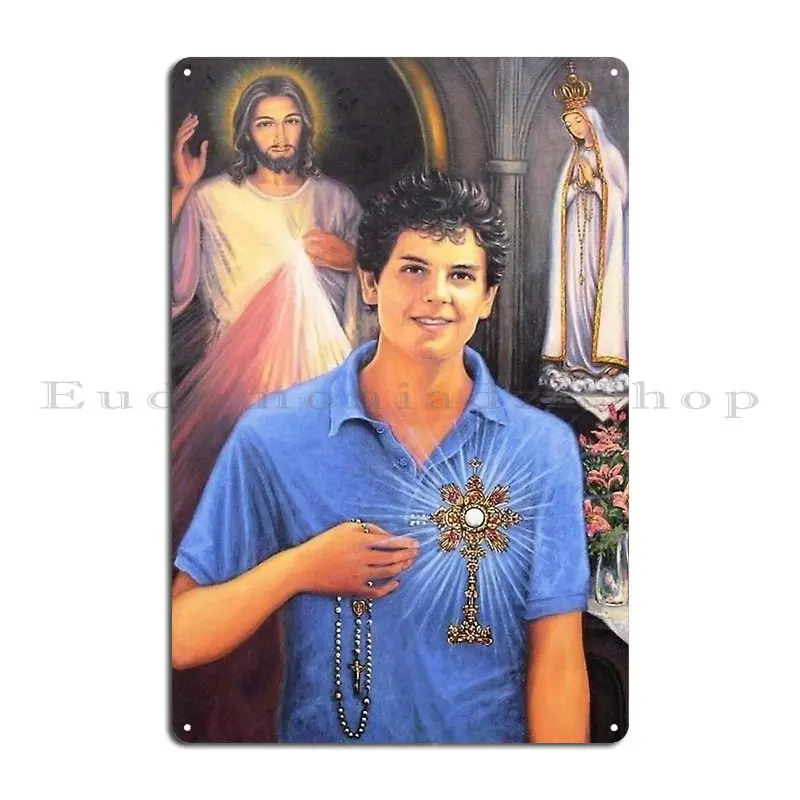 Blessed Carlo Acutis Beato Carlo Blessed Carlo Liturgical Colores Metal Sign Designs Club Home Club Club Bar Tin Sign Poster