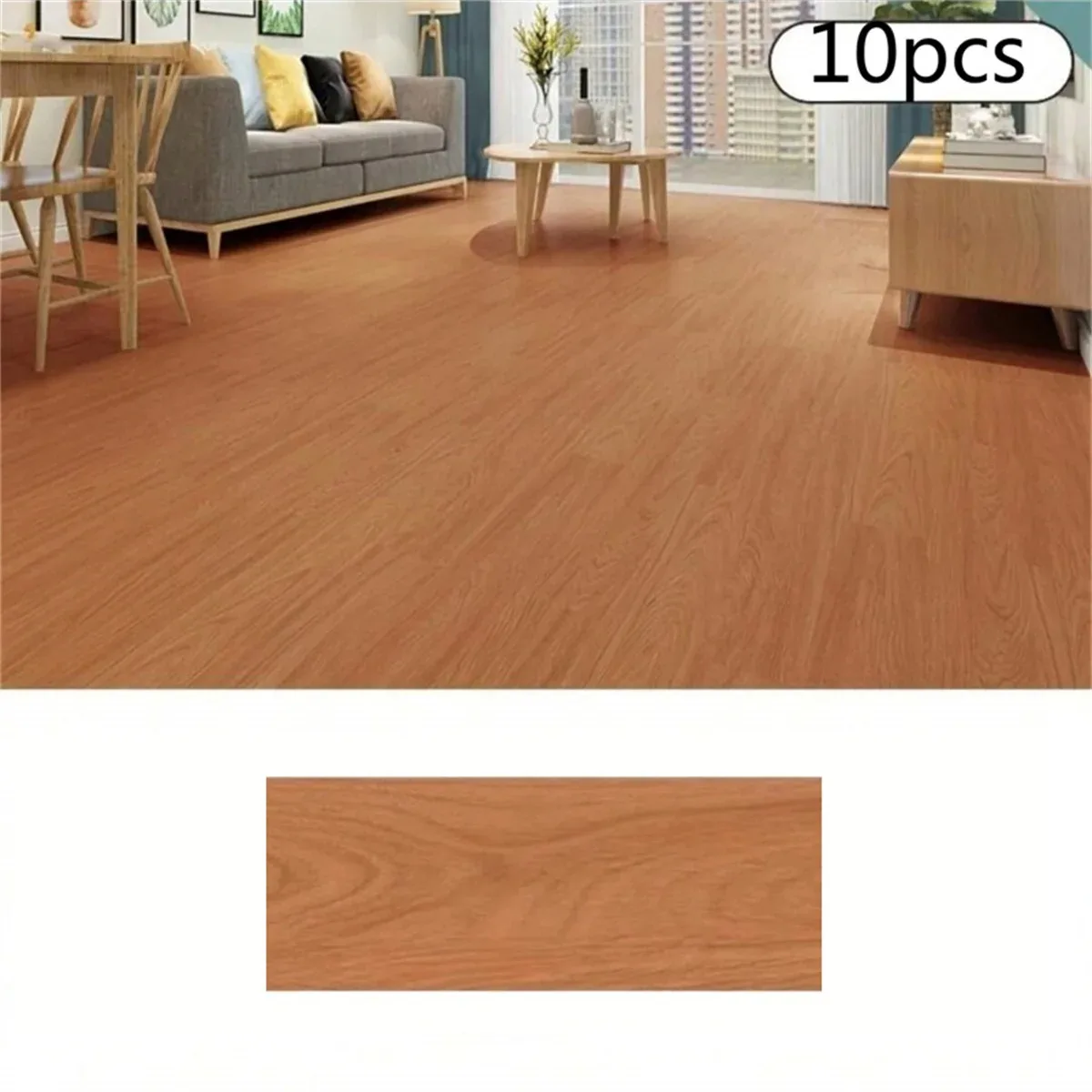 10Pcs 40x15cm PVC Floor Stickers Self-adhesive Stickers Waterproof Thickened Wood Grain Floor Stickers Stickers Living Room