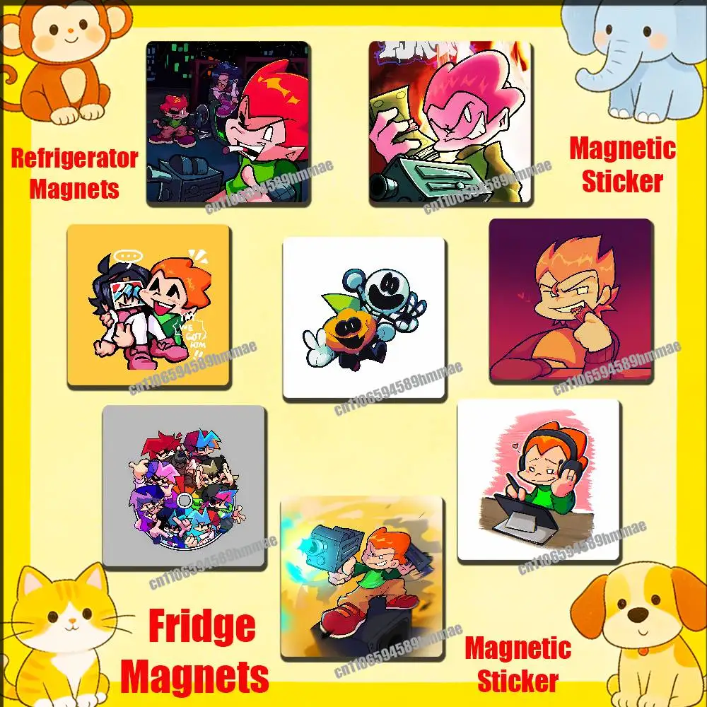 

For F-Friday Night Funkin Pico Fridge Freezer Refrigerator Magnets Metal Cabinet Magnetic Sticker Cover Home