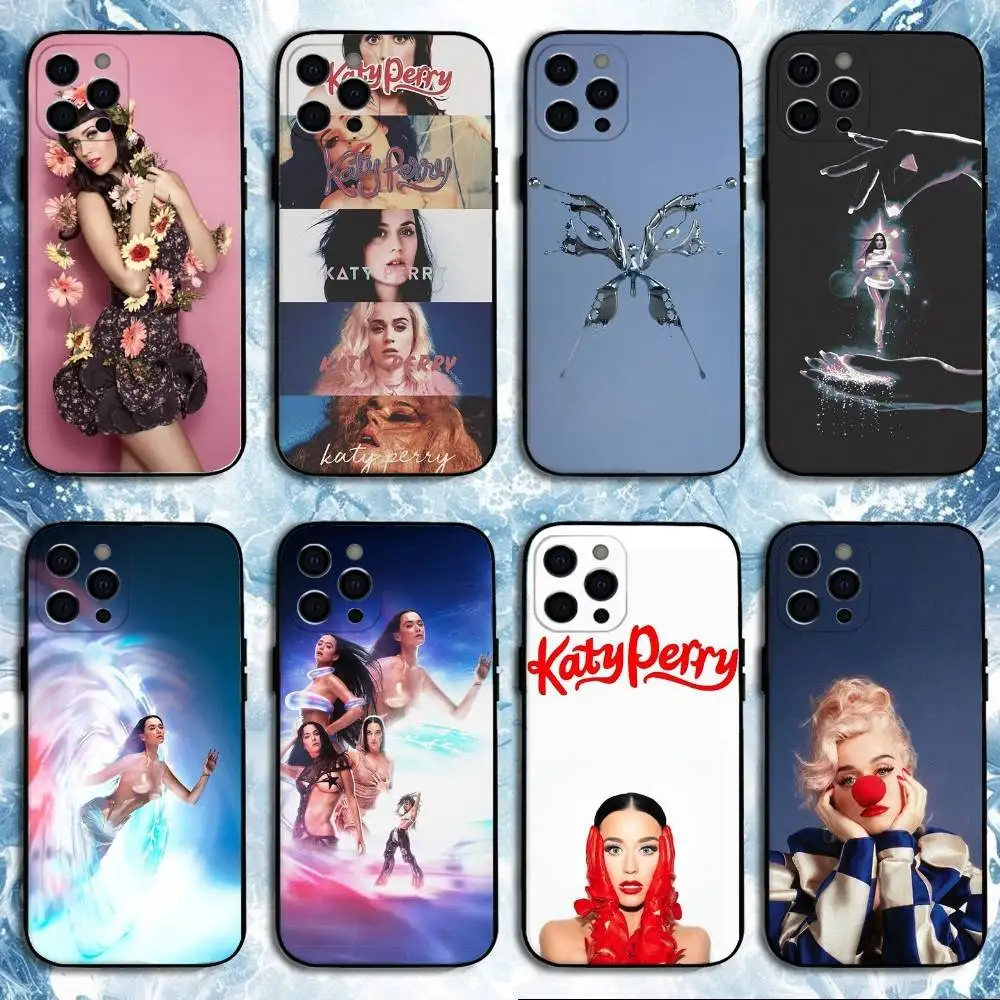 

Singer K-Katy Perry Phone Case For iPhone 16,15,14,13,12,11 Plus,Pro Max, Soft Silicone Black Cover