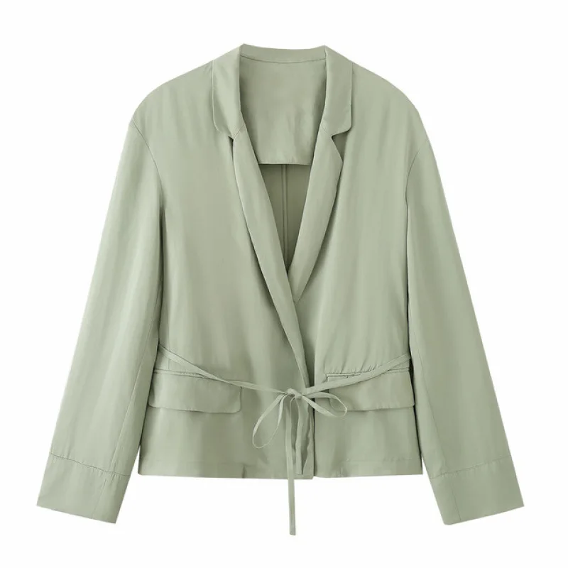 Fashionable Women's Suit Jacket with Pockets Draping Cross-Border Long Sleeve Businesswear Elegant Corporate Workwear