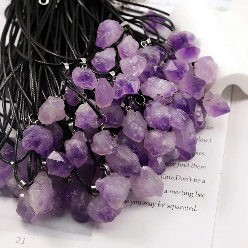 1string Amethyst baroque blurry pendant  necklace 17inch wholesale beads nature FPPJ