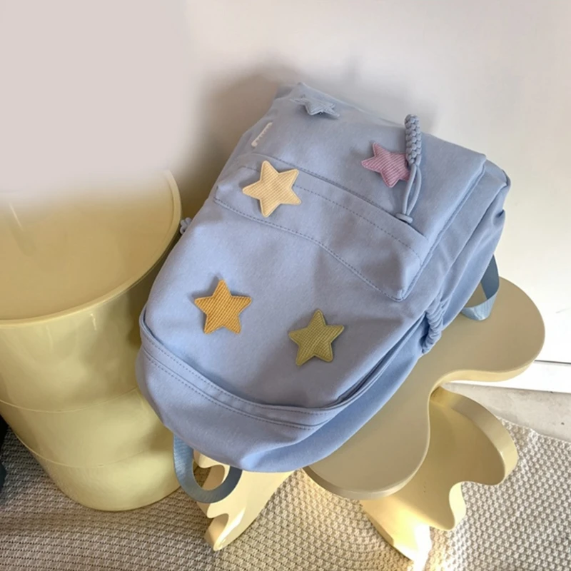 Mochila leve para laptop com bolsa escolar estrela nylon para uso diário compras