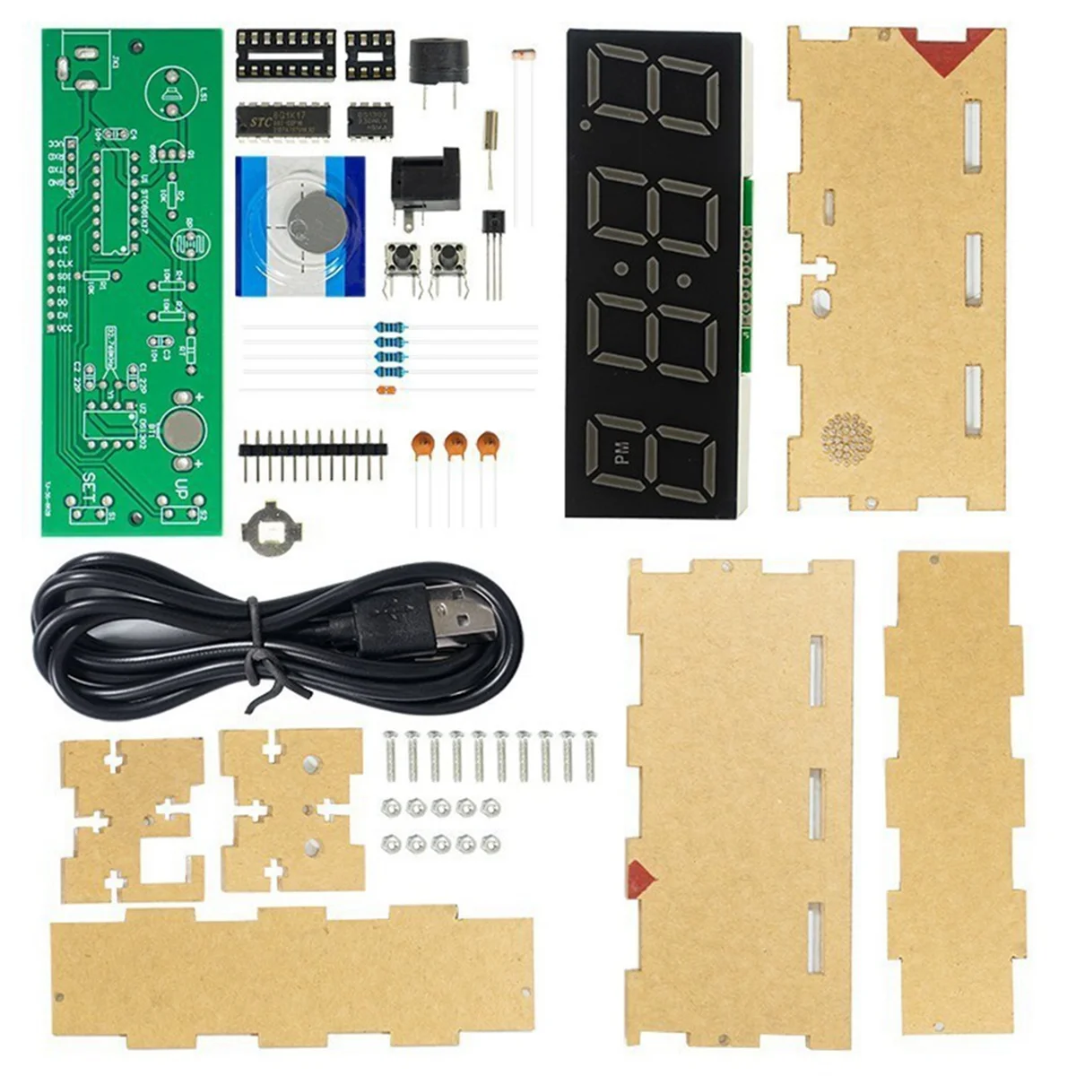 Colorful Digital Clock Kit Colorful RGB Digital Alarm Clock Microcontroller Circuit Board Welding DIY Production