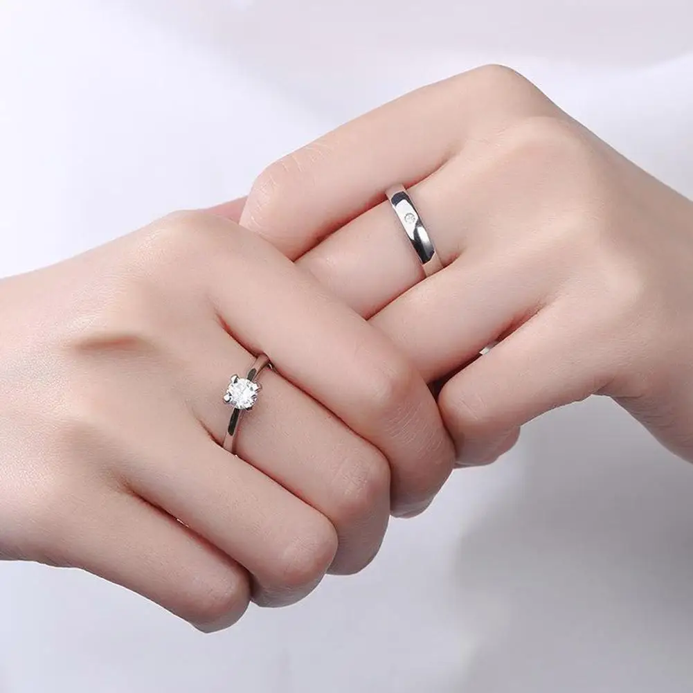 2pcs Love Heart Matching Couple Rings for Women Men Lover Forever Endless Love Wedding Valentine\'s Day Dating Jewelry Gifts