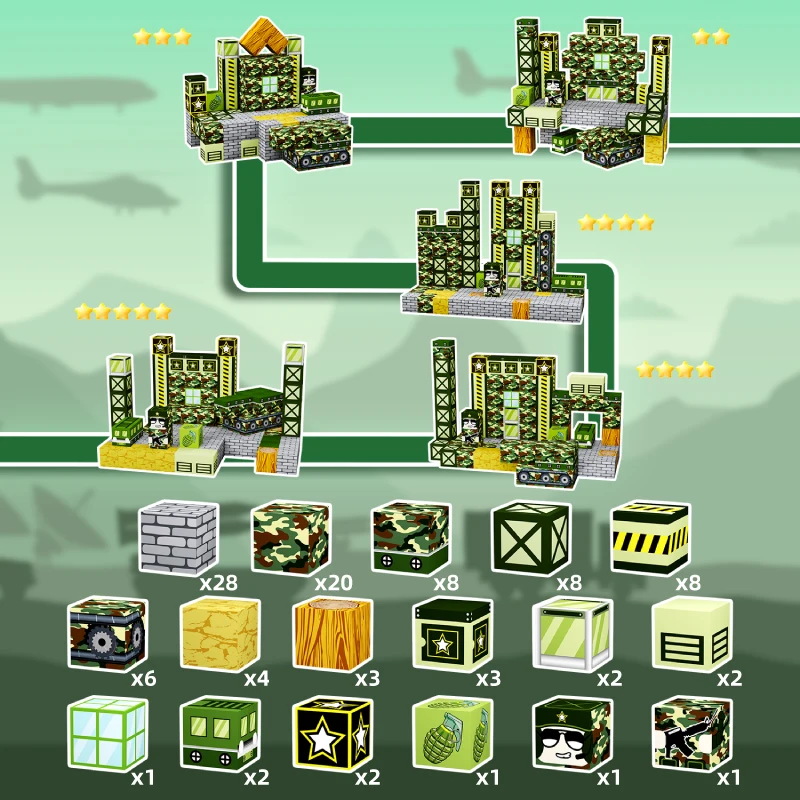 لعبة ألغاز ذات طابع عسكري للأولاد والبنات من سن 3 إلى 6 سنوات، لعبة مكعبات بناء مغناطيسية تعليمية للأطفال