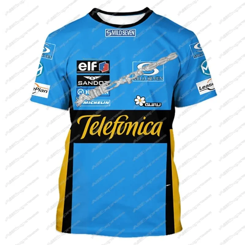 

2025 Summer F1 Racing Retro Alonso Seven Star Round Neck Short Sleeve Outdoor Racing Sport Quick Drying Breathable Men's T-shirt