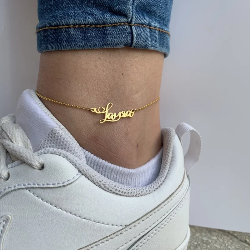 Custom Nameplate Ankle Bracelet Personalized Name Anklets For Women Girl Gifts Stainless Steel Stainless Steel Leg Chain Jewelry