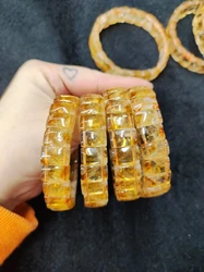 Yellow Citrine Stone Beads Bracelet Natural Gemstone Jewelry Bangle For Woman For Gift Birth Stone For Gemini !