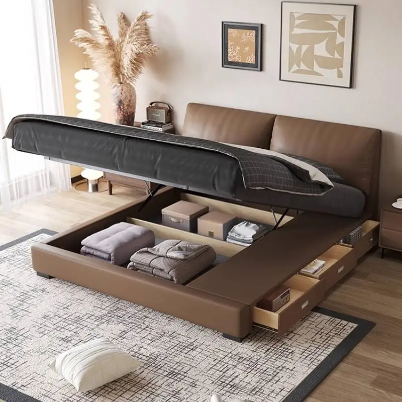 No Noise Storage Luxury Bed Bedrooms Queen Size Couples Modern Style Luxury Bed Double Adjustable Camas De Dormitorio Furniture