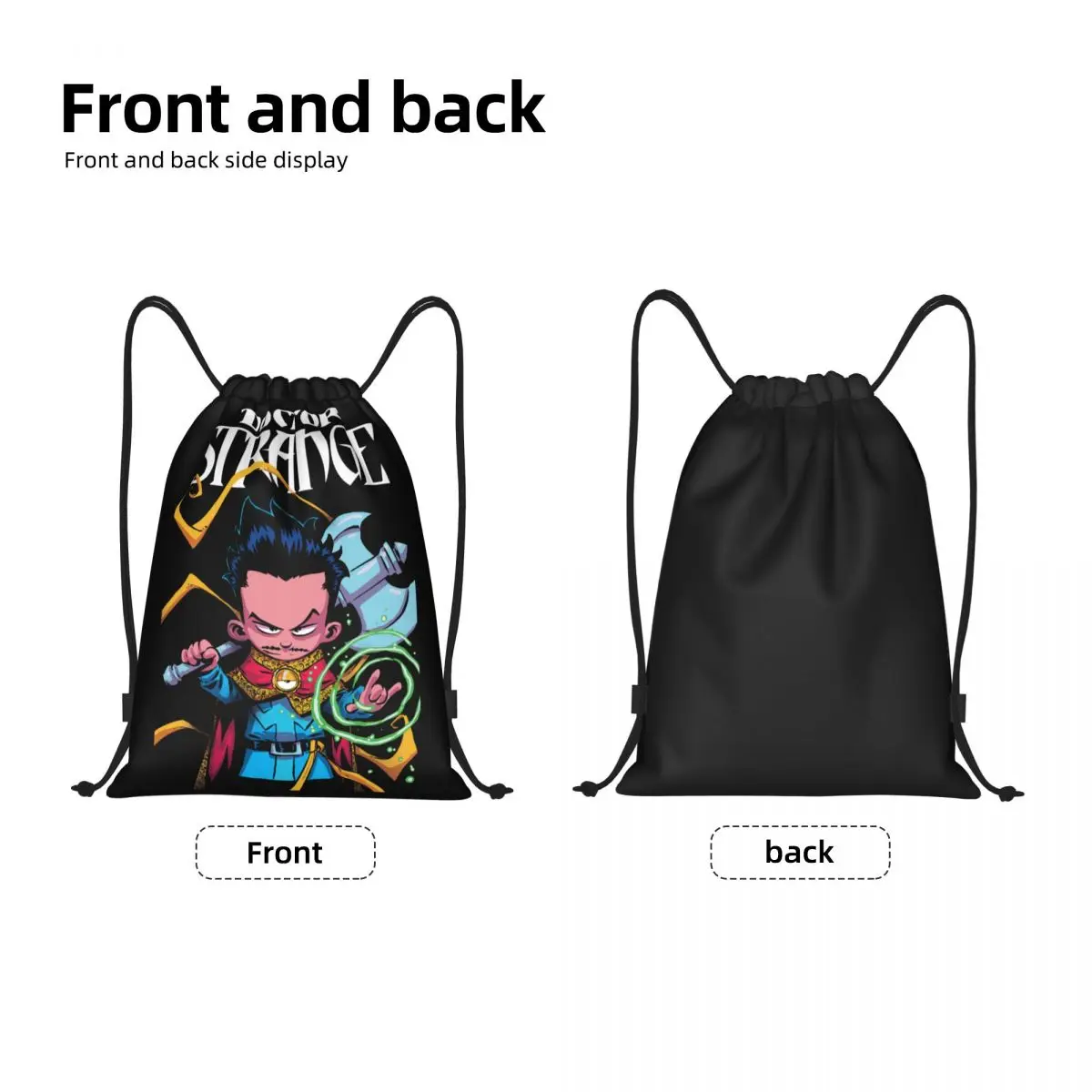 Custom Cartoon Style Doctor Strange Drawstring Backpack Bags Women Men Lightweight Gym Sports Sackpack Sacks for Traveling