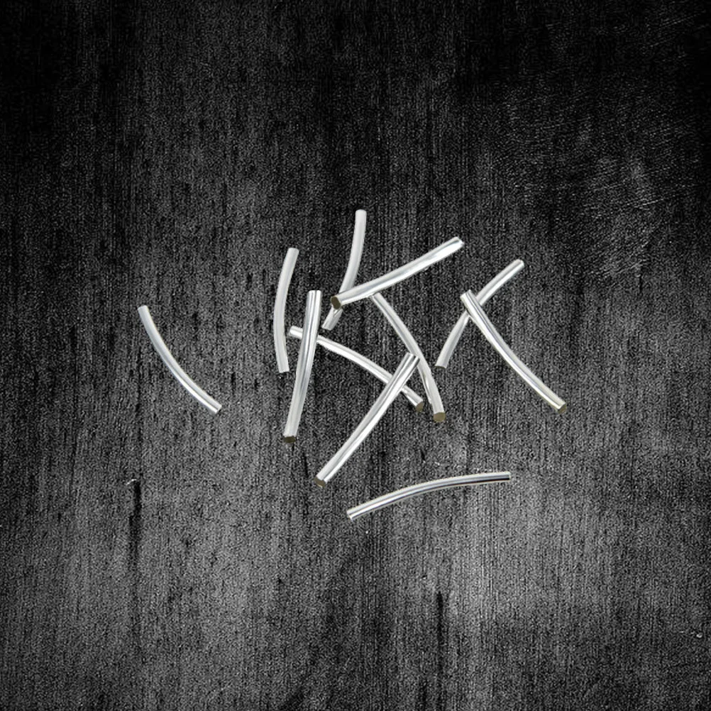 

500Pcs Silver Plated Curve Tube Beads Brass Spacer Beads 2x25mm for Jewelry Making Memory Wire Bracelets Loose Metal Craft