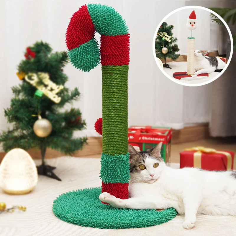 

Cat Tree Christmas Series Cat Scratching Post Detachable Sisal Vertical Wear-resistant Non-dropping No Take Up Space Kitty Toys