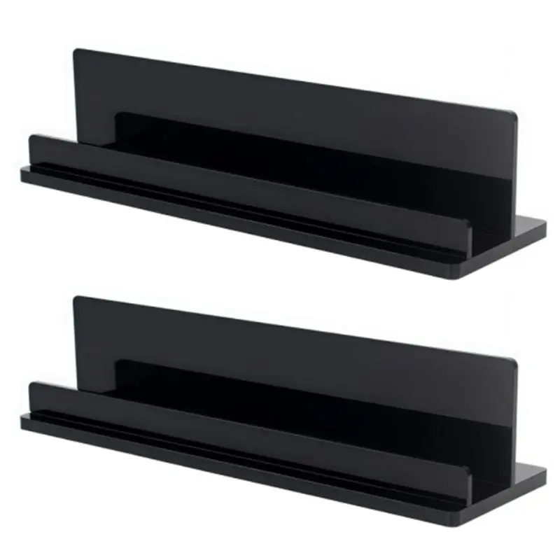 B48B-Black LP Record Decor Holder With Scratch-Proof Design, Acrylic Vinyl Record Display Stand For Album Storage, 2 Pack
