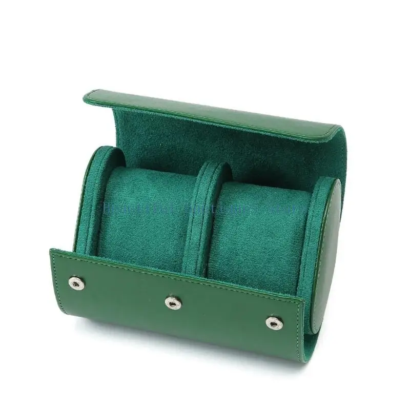 U4LF Vintage Coffee Leather Watch Box Watch Roll Case Round Buckle Watch Pocket Bag Outdoor Convenient Couple Watch Storage