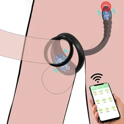 APP รีโมทคอนโทรล Anal Vibrator Testicle นวดต่อมลูกหมากกระตุ้น Butt Plug ชาย Masturbator Cockring เพศของเล่นสําหรับผู้ชาย