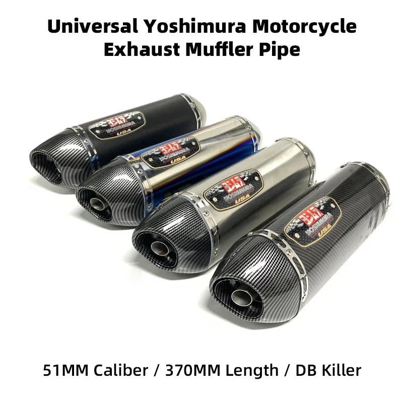 

51MM Universal Yoshimura Motorcycle Exhaust Muffler Pipe Escape With DB Killer For MT07 R3 GSX250R CB400X Ninja400 Etc