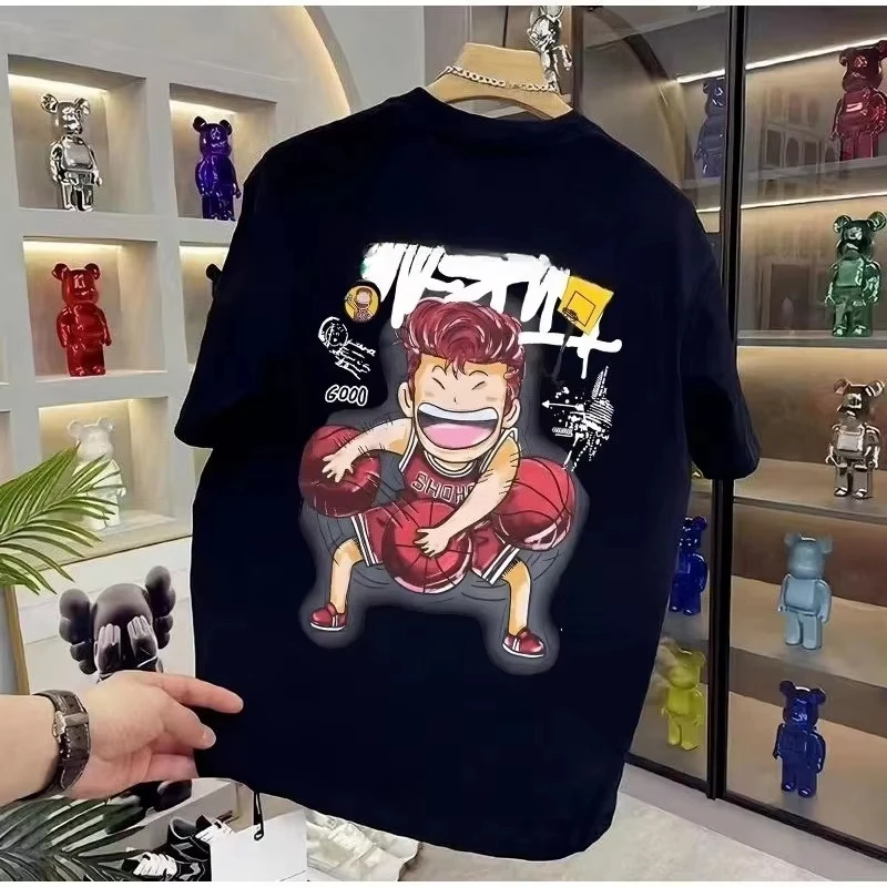 

Футболка с принтом аниме, летняя модная дышащая футболка, подходит для мужчин и женщин, топ из чистого хлопка, осенне-зимняя внутренняя одежда