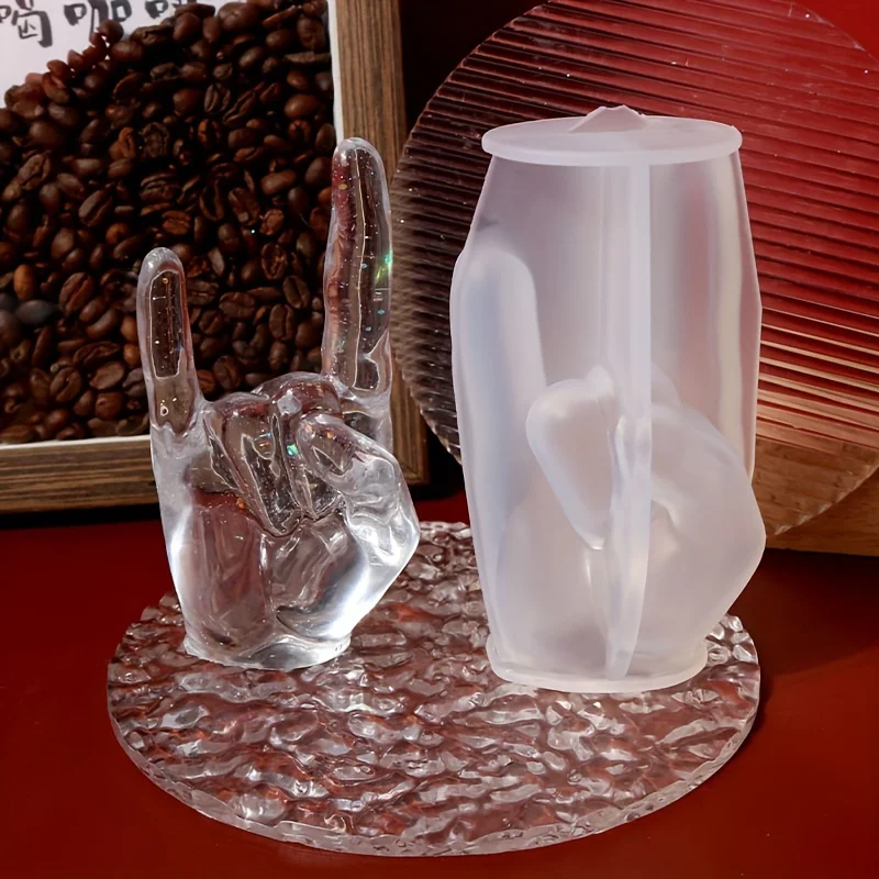 1pc Large Rock Gesture Silicone Mold Hand Finger Gesture Silicone Mold for Resin Ring Holder Candle Making view 3