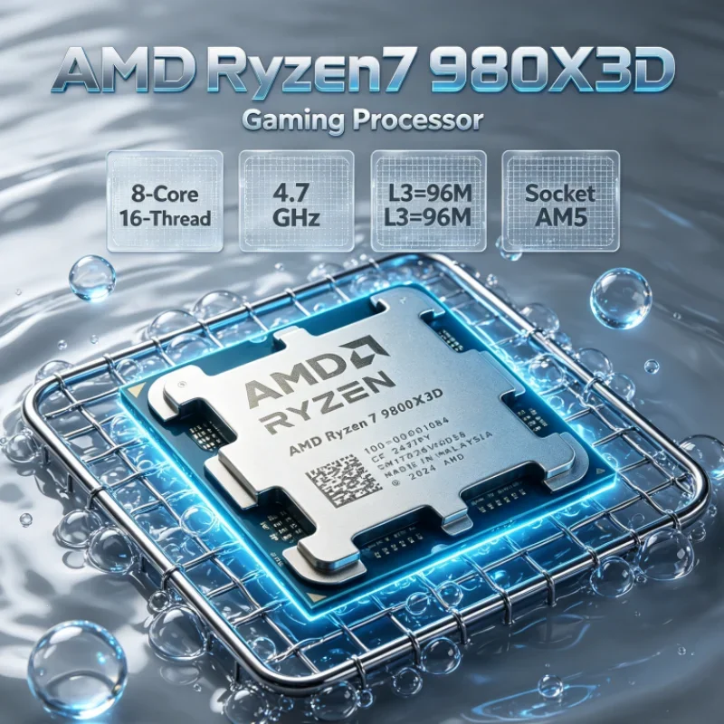 AMD Ryzen 7 9800X3D 4.7GHz 4NM DDR5 Socket AM5 L3=96M R7 9800X3D Gaming Processor 8-Core 16-Thread 120W