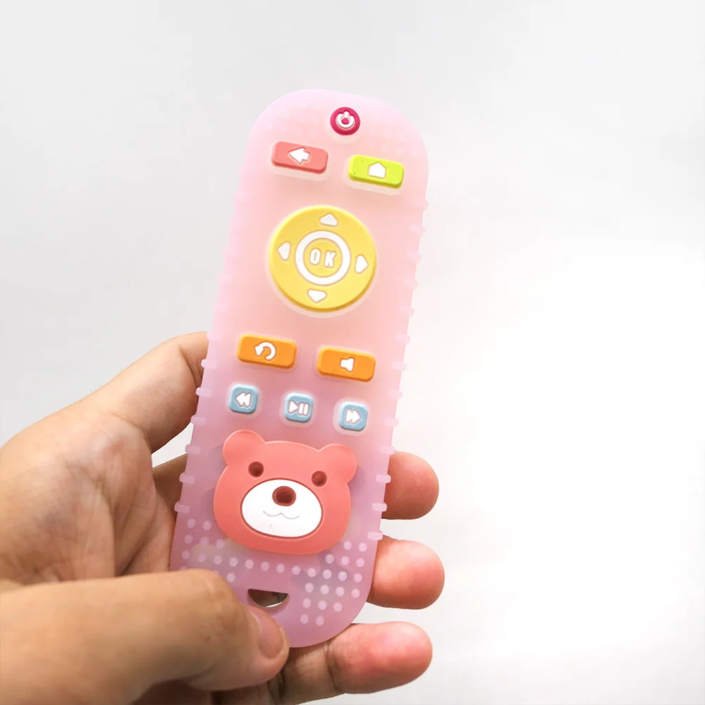 Children's silicone teething remote control baby mouthing period soothing teething teething remote control toys silicone teeth