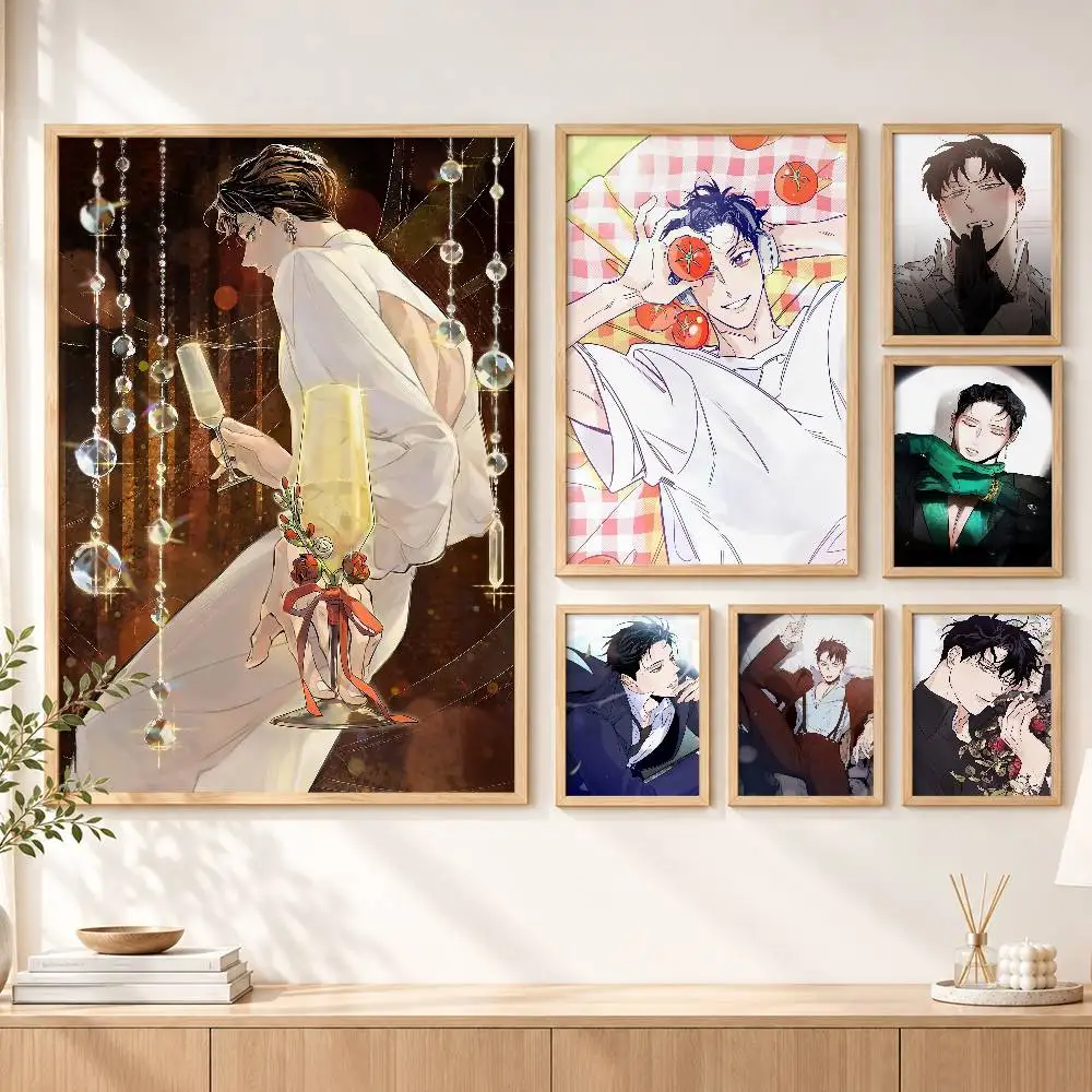 Manhwa Leewon Roses and Champagne Customizable HD Self Adhesive Waterproof Wall Art Poster
